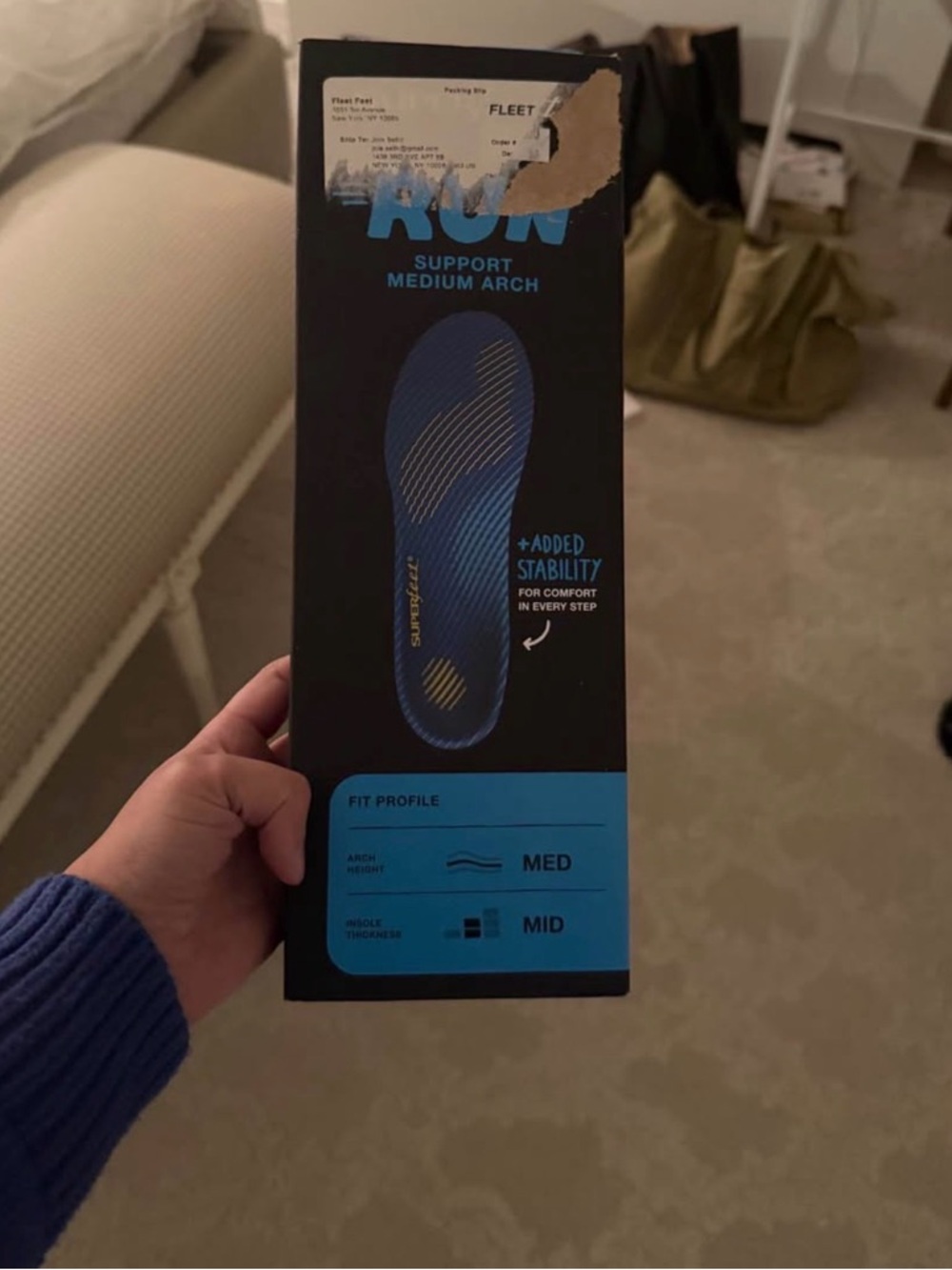 Supportive Medium Arch Insoles - Blue